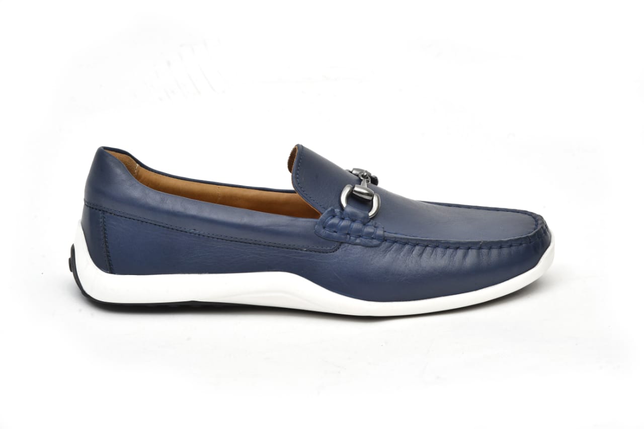 Vittorio: Mocassin Homme - Cuir Bleu