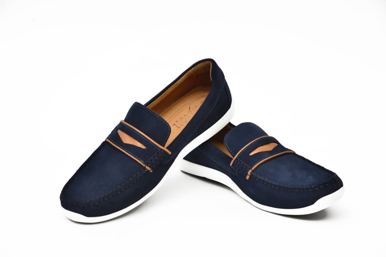 Romano: Mocassin Homme - Daim Bleu