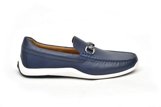Vittorio: Mocassin Homme - Cuir Bleu