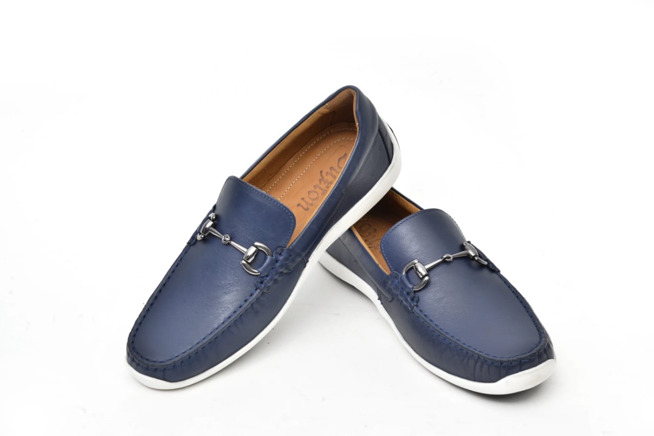 Vittorio: Mocassin Homme - Cuir Bleu