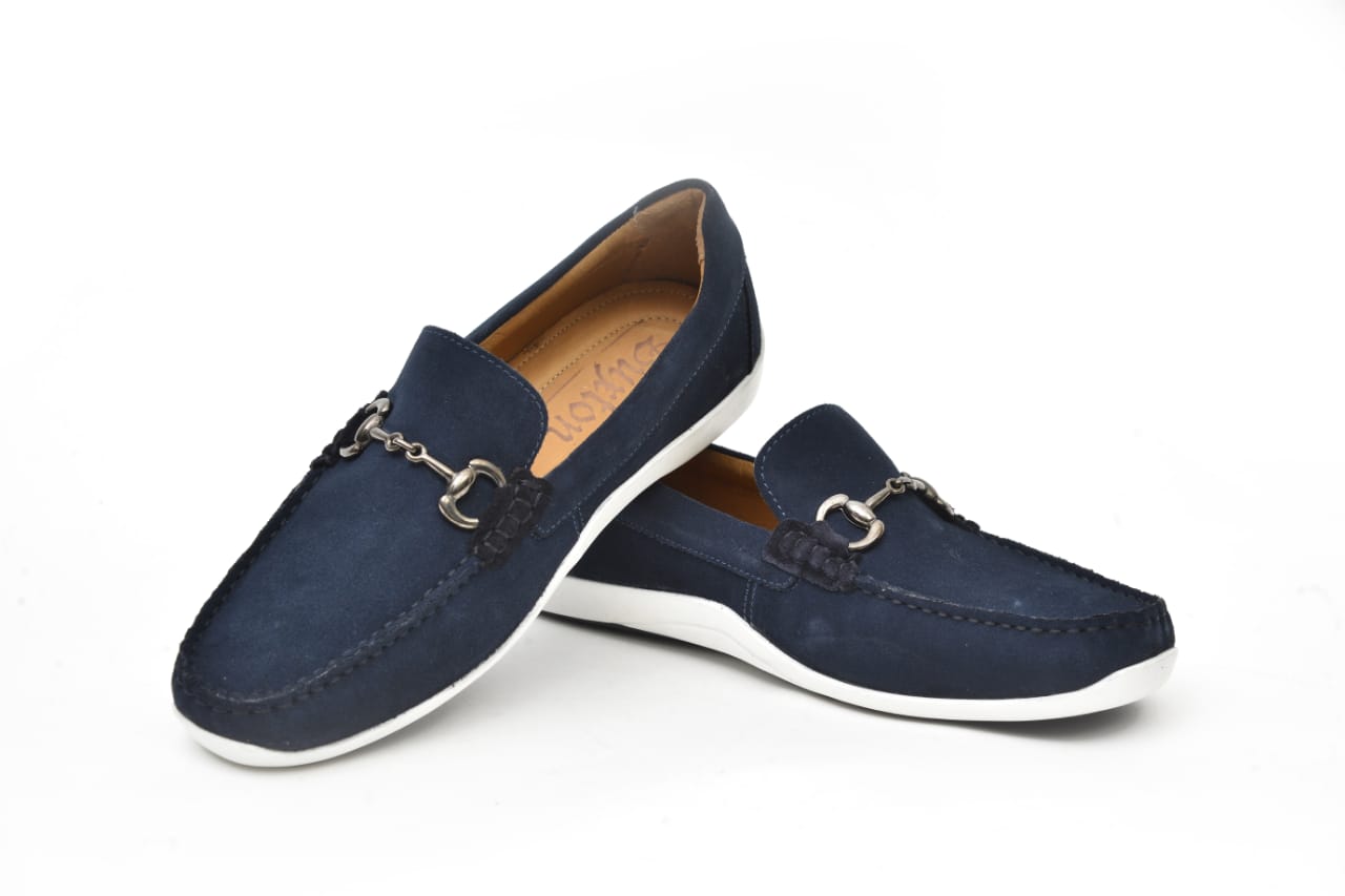 Vittorio: Mocassin Homme - Daim Bleu